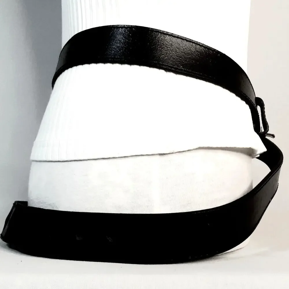 💎Dickies Genuine Black Leather Belt 46 to 48 Waist Curved Strap